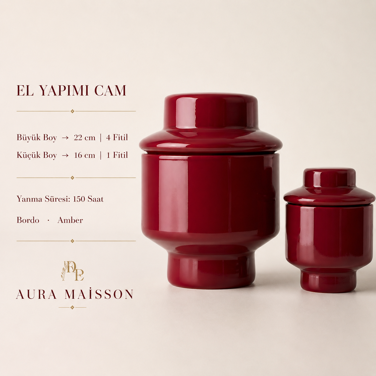 Aura cam Kapaklı Dekoratif Mum - Lüks Ev Aksesuarı