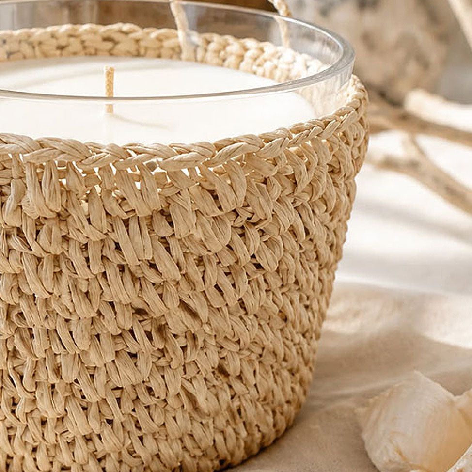 Tığ Detaylı  Dekoratif Kokulu Mum Krem