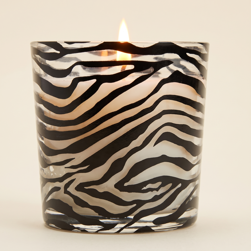 Zebra Desenli Dekoratif Kokulu Mum