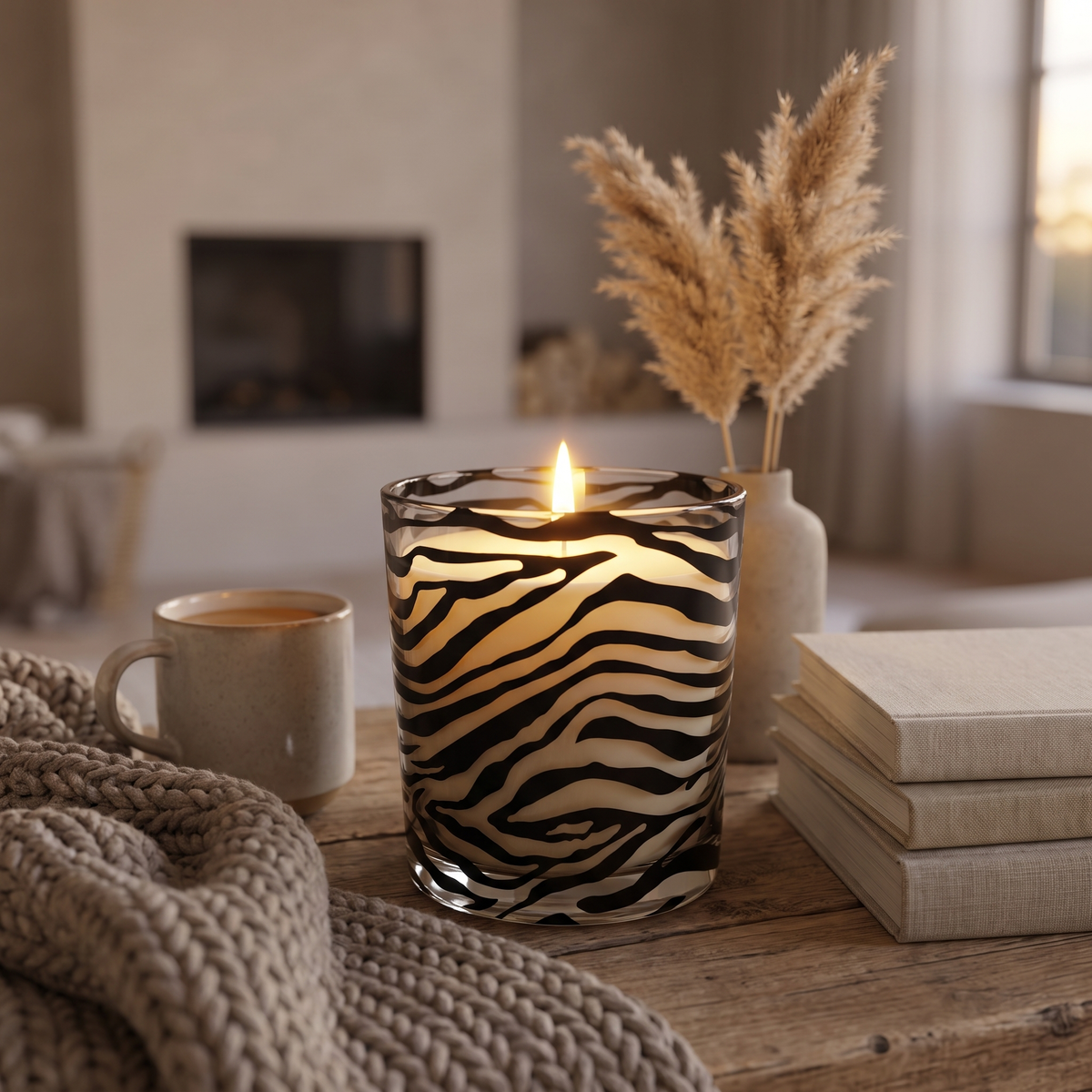 Zebra Desenli Dekoratif Kokulu Mum